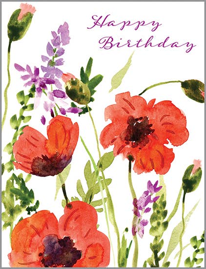 With Scripture Birthday Card - Wild Poppies
