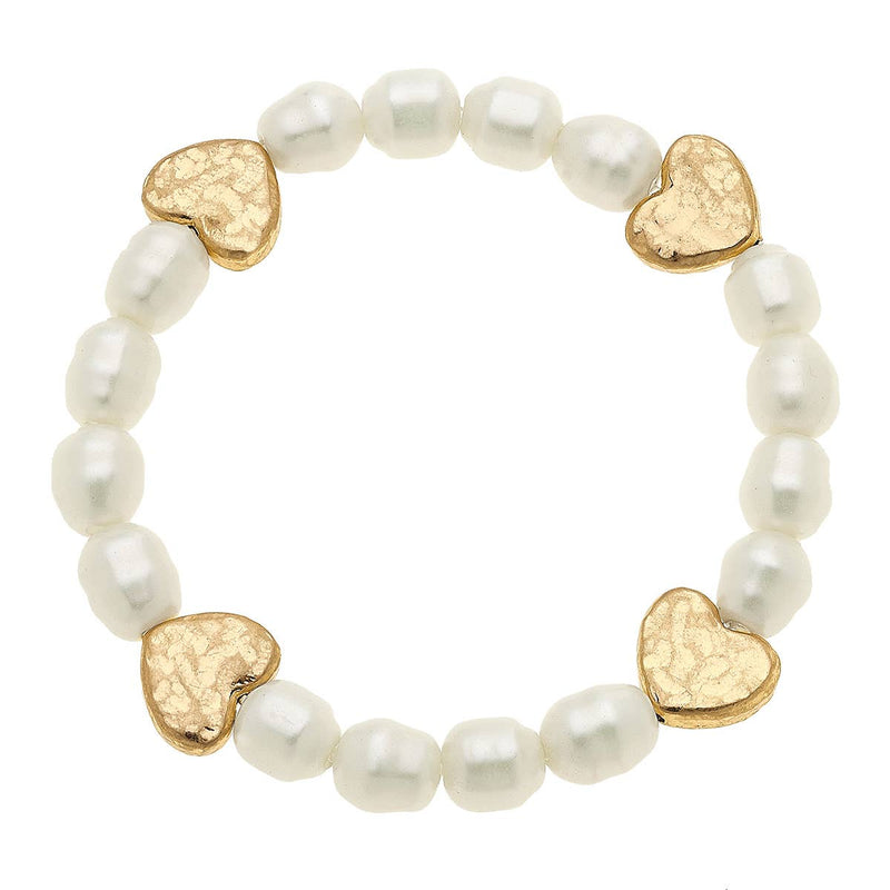 Sarah Heart Bracelet in Ivory Pearl