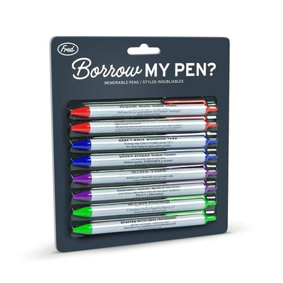 Borrow My Pen? | Set of 8 Pens Fred & Friends  Paper Skyscraper Gift Shop Charlotte
