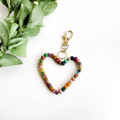 Kantha Heart Bag Clip Jewelry World Finds  Paper Skyscraper Gift Shop Charlotte