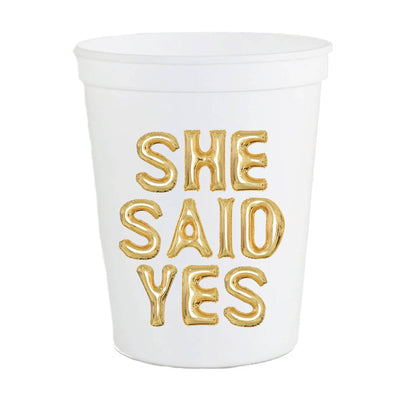 She Said Yes Reusable Stadium Cups - Set of 6  Sip Hip Hooray  Paper Skyscraper Gift Shop Charlotte