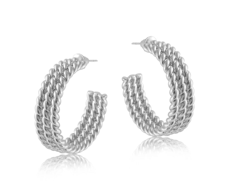 Petra Chain Silver Chunky Plated Brass Hoop Earring