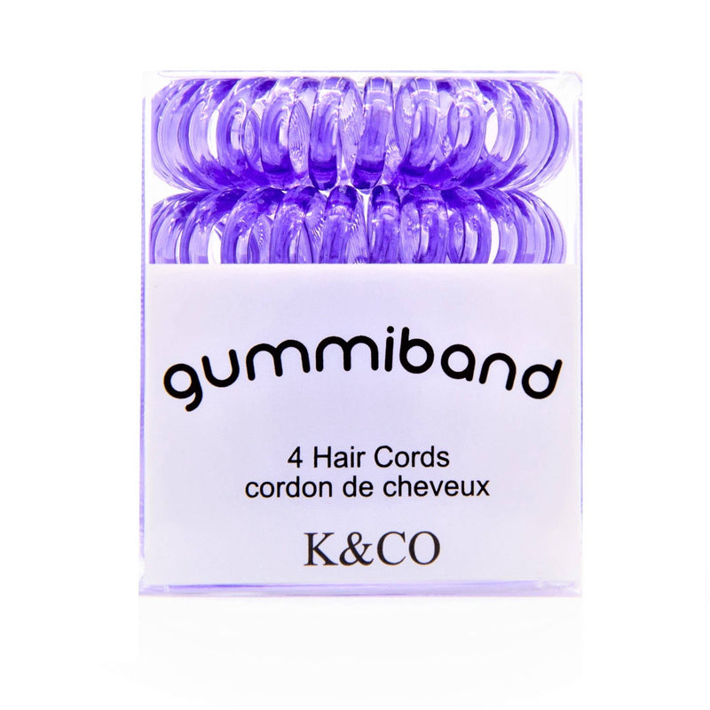 Box of 4 GummiBand Hair Cords, Hair Ties - Lavender Twist