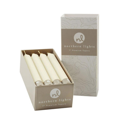7" Taper - Pure White Candles Northern Lights Candles  Paper Skyscraper Gift Shop Charlotte