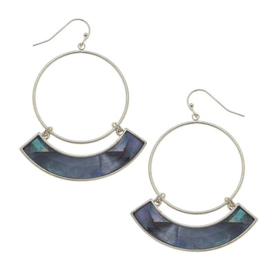 Maeve Hoop Earrings in Grey Mother of Pearl Shell  CANVAS  Paper Skyscraper Gift Shop Charlotte