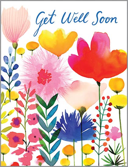Get Well card - Cheery Flower Stems
