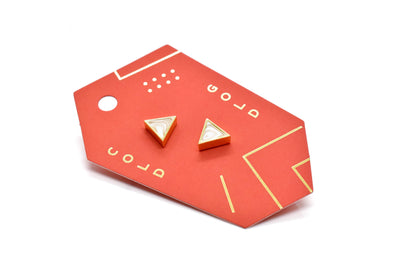 Crystal Quartz Triangle Stud Earrings Earrings Cold Gold  Paper Skyscraper Gift Shop Charlotte