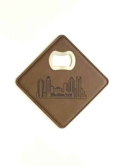 Laser-Engraved Coaster/ Bottle Opener With Charlotte Skyline  The Write Occasion Calligraphy  Paper Skyscraper Gift Shop Charlotte