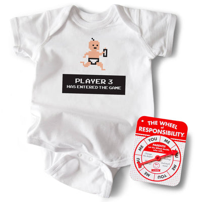 Player 3 Has Entered The Game 6-12M White • Baby Bodysuit  Wry Baby  Paper Skyscraper Gift Shop Charlotte