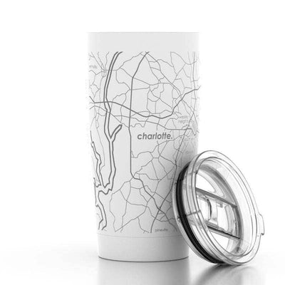 Charlotte NC Map 20 oz Insulated Pint Tumbler Glasswear Well Told  Paper Skyscraper Gift Shop Charlotte