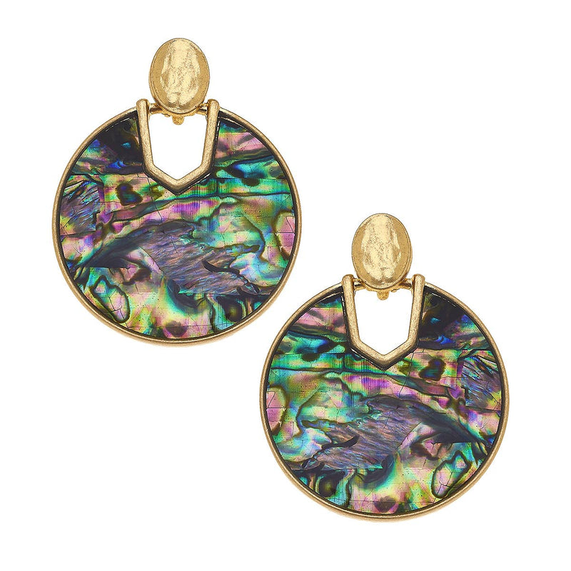 Genoa Earrings in Abalone Mother of Pearl Shell  CANVAS  Paper Skyscraper Gift Shop Charlotte