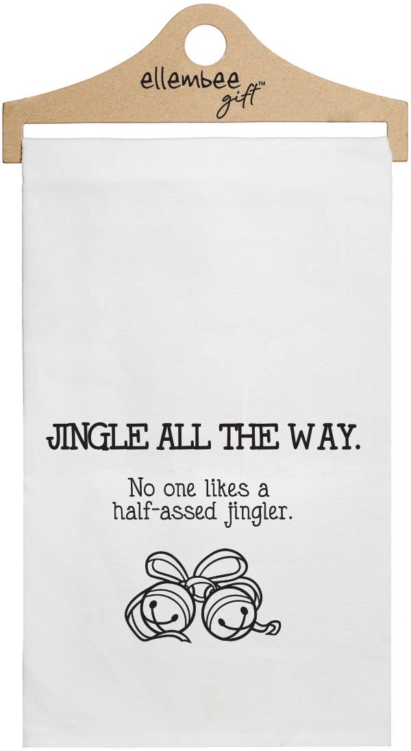 Jingle All The Way-Half Assed Jingler Tea Towel | White
