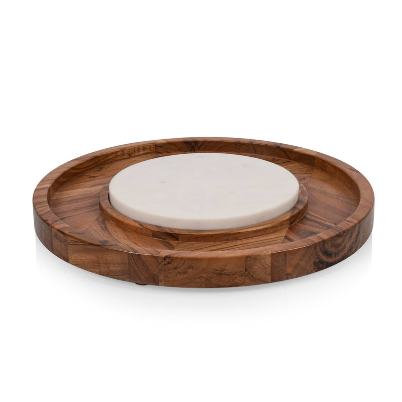 Isla Serving Platter with Marble Cheeseboard Insert: Acacia Wood with Marble Kitchen Picnic Time  Paper Skyscraper Gift Shop Charlotte