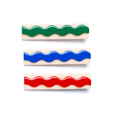 BTS22-Ric-Rac Red+Royal Blue+Green Alligator Clips(set of 3) Kids Lilies & Roses NY  Paper Skyscraper Gift Shop Charlotte