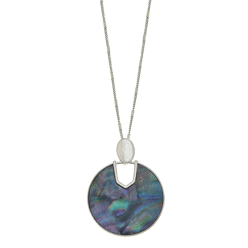 Genoa Pendant Necklace in Grey Mother of Pearl Shell