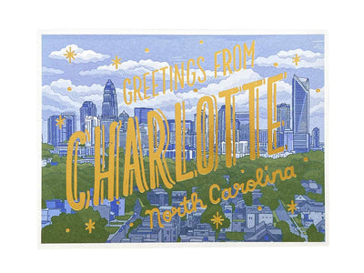 Charlotte, NC Foil Postcard Cards Noteworthy Paper & Press  Paper Skyscraper Gift Shop Charlotte