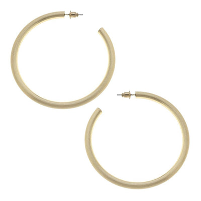 Ivy Hoop Earrings | Satin Gold  Canvas Style  Paper Skyscraper Gift Shop Charlotte