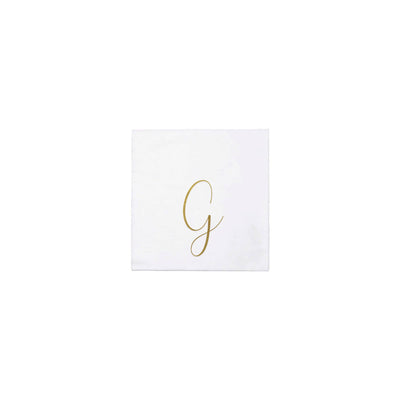 Pack of 20: G | Papersoft Napkins Gold Monogram Cocktail Napkins  VIETRI Inc.  Paper Skyscraper Gift Shop Charlotte