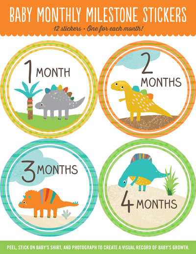 Baby Monthly Milestone Stickers Dinosaurs Baby Peter Pauper Press, Inc.  Paper Skyscraper Gift Shop Charlotte