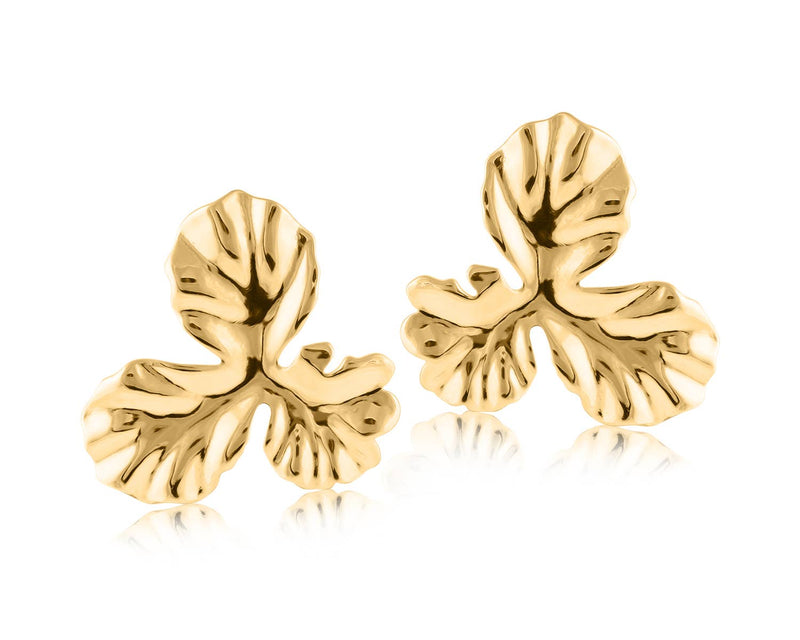 Leah Plated Brass Flower Stud Earrings Gold