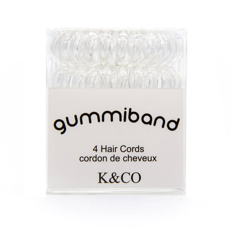 Box of 4 GummiBand Hair Cords, Hair Ties - Clear