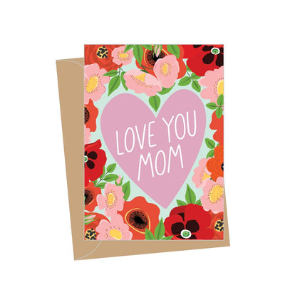 Mini Love You Mom Floral Heart, Folded Enclosure Cards Cards Apartment 2 Cards  Paper Skyscraper Gift Shop Charlotte