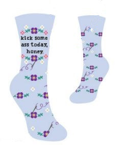 Cick Some Ass Today Women's Crew Socks Sock It To Me  Paper Skyscraper Gift Shop Charlotte