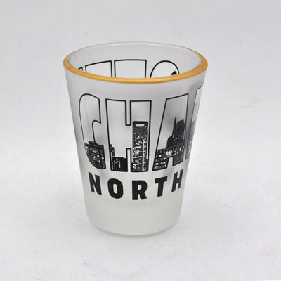 2 Oz. Frosted Shot Glass - Charlotte Skyline Letters  My City Souvenirs  Paper Skyscraper Gift Shop Charlotte