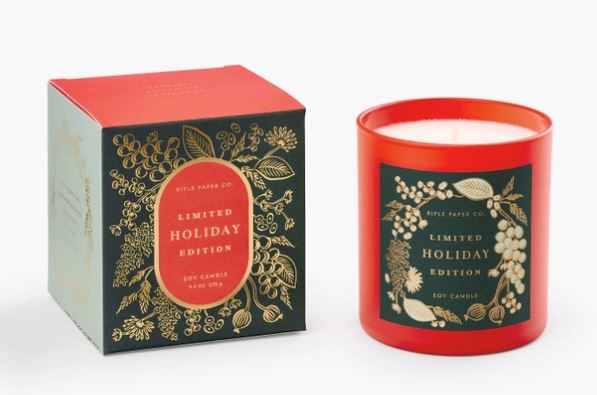 Holiday Candle (Cranberry Balsam Fir Ceaderwood) Candle Rifle Paper Co  Paper Skyscraper Gift Shop Charlotte