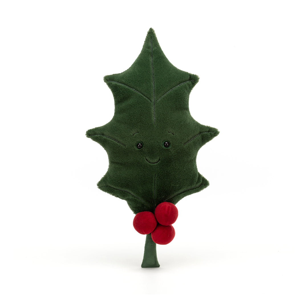 Amuseable Woodland Holly Leaf 16" Christmas Jellycat  Paper Skyscraper Gift Shop Charlotte
