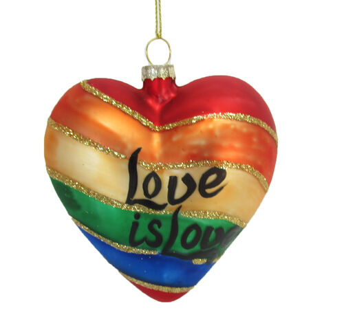 Love is Love Rainbow Heart Ornament Ornaments December Diamonds  Paper Skyscraper Gift Shop Charlotte