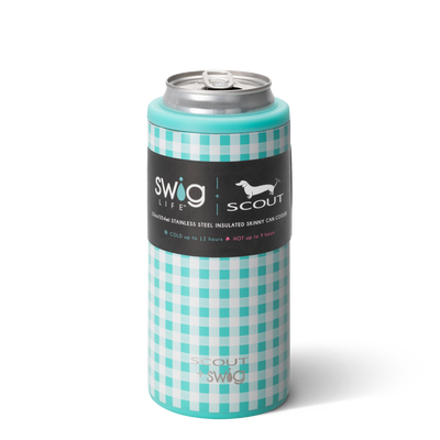 12oz Skinny Can Cooler | SCOUT+Swig | Barnaby Checkham Drinkware Swig  Paper Skyscraper Gift Shop Charlotte