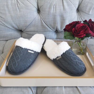 Cable Knit Grey Creekside Slide Slippers
