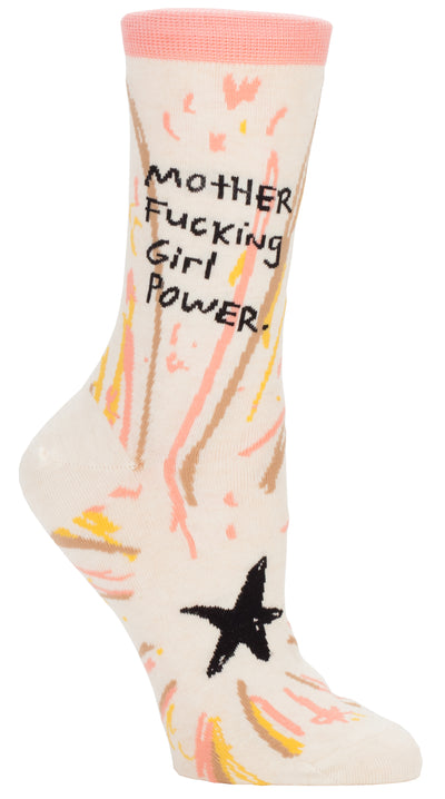Women's Crew Socks - Girl Power Socks Blue Q  Paper Skyscraper Gift Shop Charlotte