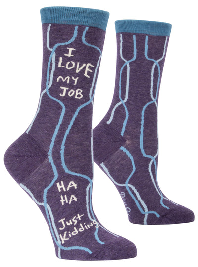 Women's Crew Socks - Love My Job Socks Blue Q  Paper Skyscraper Gift Shop Charlotte