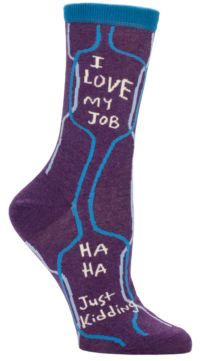 Women's Crew Socks - Love My Job Socks Blue Q  Paper Skyscraper Gift Shop Charlotte