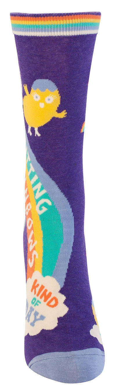 Women's Crew Socks - Shitting Rainbows Socks Blue Q  Paper Skyscraper Gift Shop Charlotte