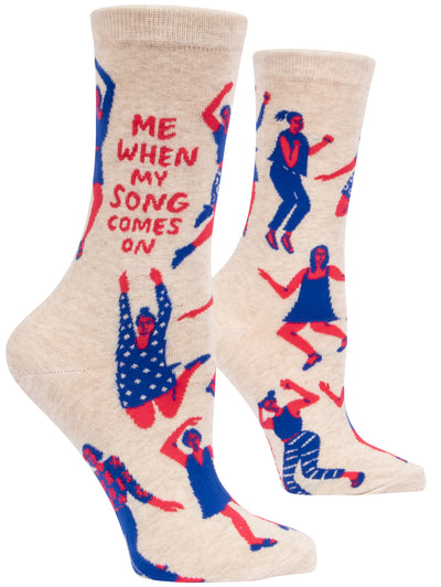 Womens Crew Sock When My Song Comes On Socks Blue Q  Paper Skyscraper Gift Shop Charlotte