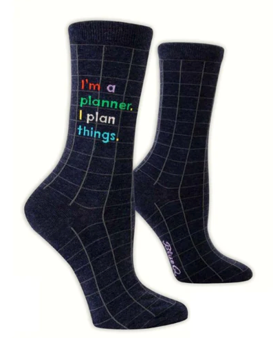 I'm A Planner Women's Crew Socks Socks Blue Q  Paper Skyscraper Gift Shop Charlotte