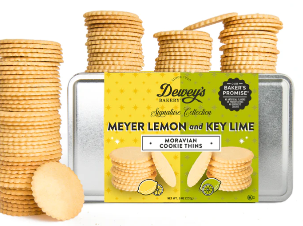 Lemon & Lime Moravian Style Cookie Thins Duo Gift Tin Food Salem Baking Company  Paper Skyscraper Gift Shop Charlotte