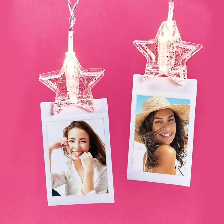 Pink Glitter Star Bright Clip LED Light Up Garland Children Two&