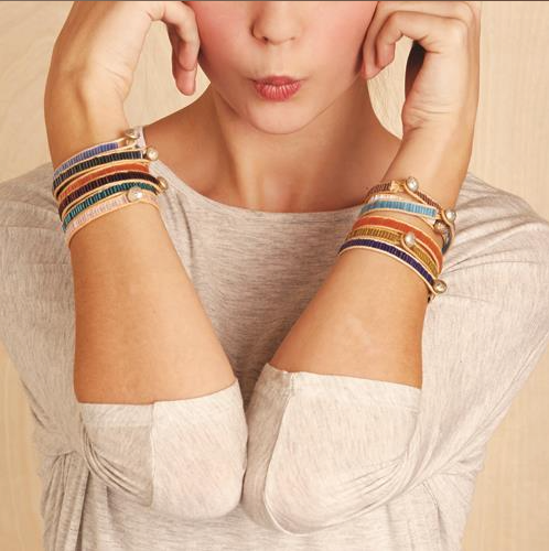 Color Bars Bugle Bead Bracelet | Assorted Jewelry Two's Company  Paper Skyscraper Gift Shop Charlotte