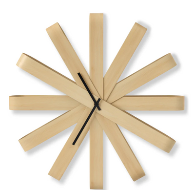 Ribbonwood Clock Natural designed by Umbra Studio  Umbra  Paper Skyscraper Gift Shop Charlotte