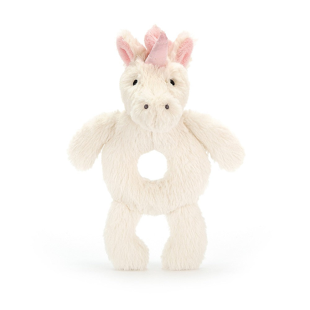 Bashful Unicorn Ring Rattle Stuffed Animals Jellycat  Paper Skyscraper Gift Shop Charlotte