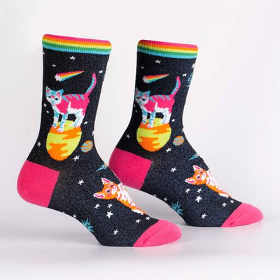 Space Cats Women's Crew Socks Socks Sock It to Me  Paper Skyscraper Gift Shop Charlotte