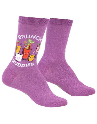 Brunch Buddies Shimmer Women's Crew Socks Socks Sock It to Me  Paper Skyscraper Gift Shop Charlotte