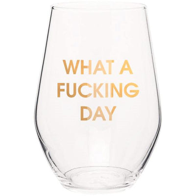 What A Fucking Day Stemless Wine Glass Wine Glasses Chez Gagné  Paper Skyscraper Gift Shop Charlotte