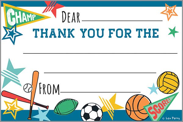 Kids Thank You Postcard - Sports