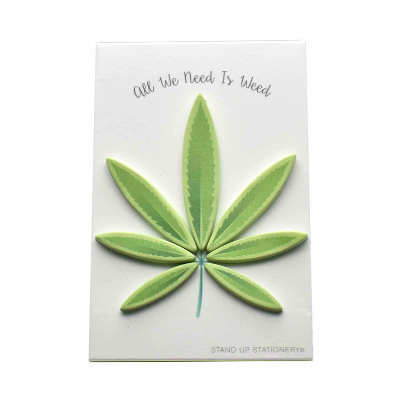 Pop-Up Sticky Memos Stand Up Stationery - Cannabis Leaf