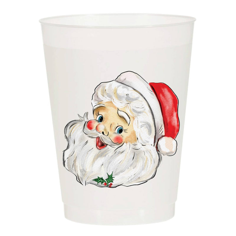 Santa Watercolor Reusable Cups - Set of 10